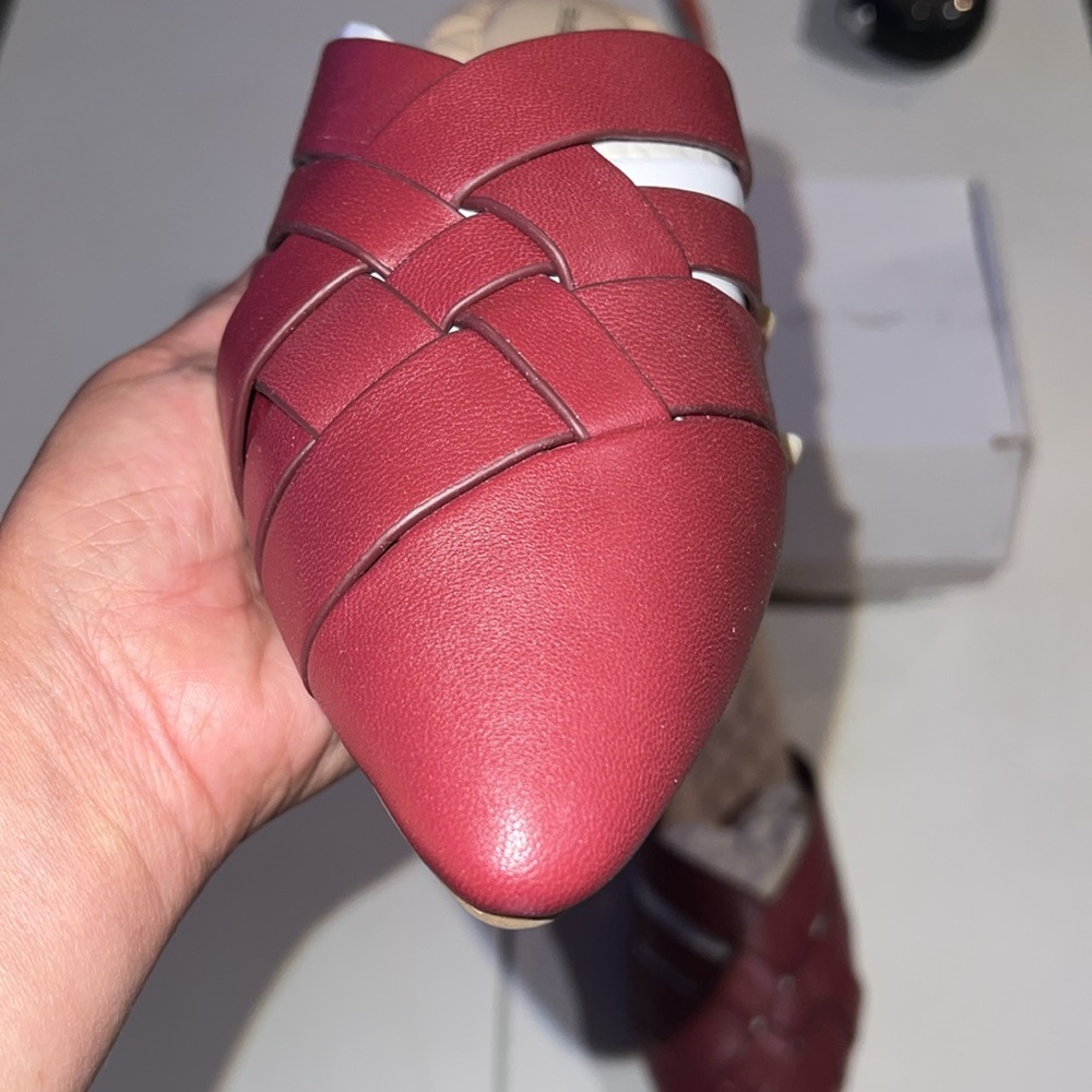 Birdies The Dove Burgundy Crossed leather Slip-On Flats 9.5 - Picture 6 of 13